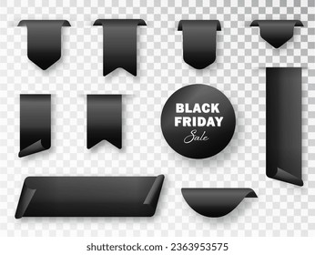 Black Friday Ribbons: tags, badges, and labels Isolated