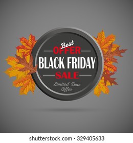 Black friday ring with foliage on the dark background. Eps 10 vector file.