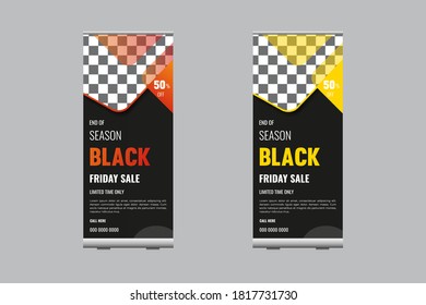 Black Friday Roll Up Banner. X-Stand Sale Banner For Your Product Promotion