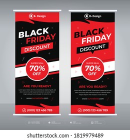 Black Friday roll-up or X banner. Black Friday advertising roll-up banner.