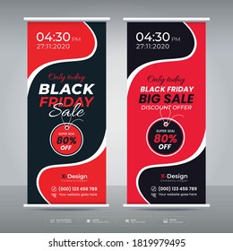 Black Friday roll-up or X banner. Black Friday advertising roll-up banner.