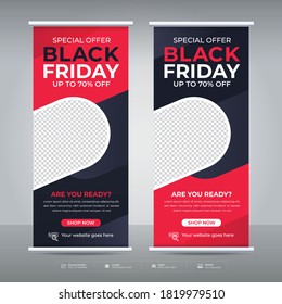 Black Friday Roll-Up oder X Banner. Black Friday Werbebanner.