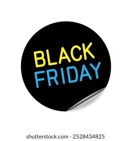 Black friday round sign sticker tag label on white background