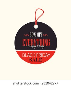 Black Friday Round Style Price Concept Tag, Banner, Label