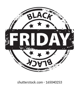 Black Friday rubber stamp icon isolated on white background. Vector illustration