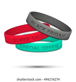 Black Friday rubber wristband. Vector illustration.