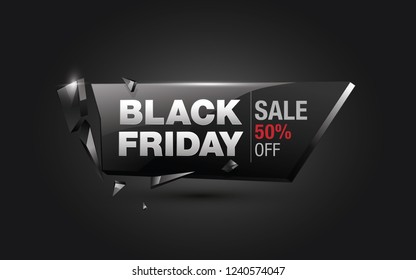 Black Friday Sale 3D Banner Design Template with 50% Discount Tag