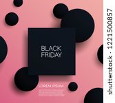 Black friday sale 3d vector illustration banner template with black objects on pink background. Sales promotion, special offers and deals advertising. Eps10 vector illustration.