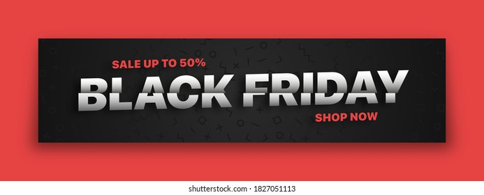 Black Friday Sale 3D Vector Banner Modern Typographic Design Template. Sales, Promotion, Limited And Seasonal Offers Illustration. Special Offer Vector Background With Typography And Pattern