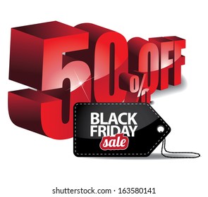 Black Friday sale 3D words and tag. EPS 10 vector, grouped for easy editing. No open shapes or paths.