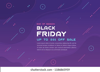 Black Friday sale 50% off the inscription design template. Vector illustration for end of season sale banner, poster or brochure