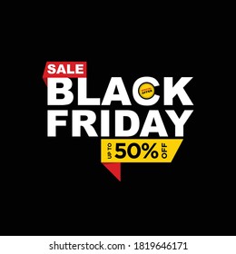 Black Friday Sale, up to 50% off, banner design template, discount tag, special offer, vector illustration