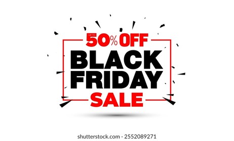 Black friday sale 50% off, offer deal discount concept. Vector illustration