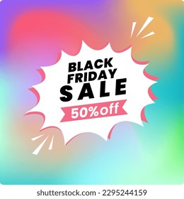 a black friday sale 50 percent off banner design, with discount offer details vector illustration
