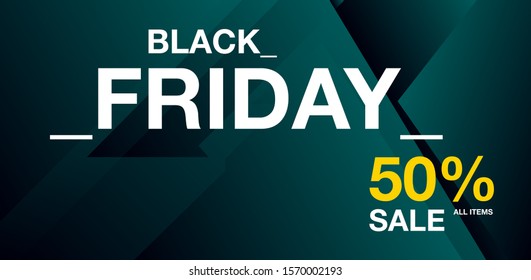 Black Friday sale 50% promotion poster, flyer, banner, website, story, and social media template.vector in eps10