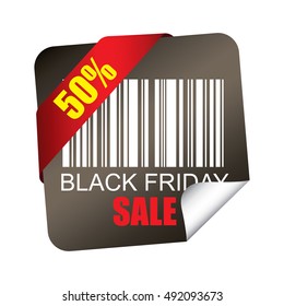 Black friday sale 50% sticker, button, label and sign - vector