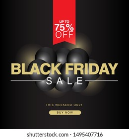 Black Friday Sale up to 75% off Banner Vector Template Design Illustration