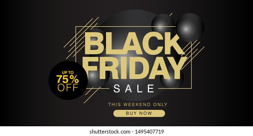 Black Friday Sale up to 75% off Banner Vector Template Design Illustration