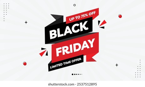 Black Friday Sale! Up to 75% Off Limited-Time Offer - Shop Exclusive Black, White, and Red Gradient Banner Templates with Modern Element Shapes for Eye-Catching Designs - Don’t Miss Out on Unbeatable 