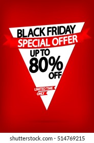 Black Friday Sale, up to 80 percent, brochure design template, size A4, vector illustration