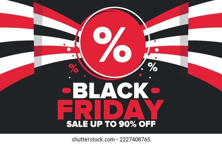 Black Friday. Sale Up To 90% Off. Biggest Sale Of The Year. Special Offer Banner. Holiday Shopping In United States. Super Season Deal In November. Discount Badge. Creative Vector Template