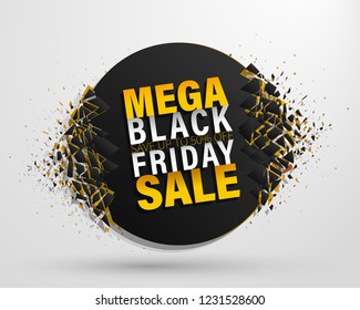 Black Friday Sale Abstract Background. Set of transparent geometric vector banners. Super sale. Vector Banner with explosion effect.