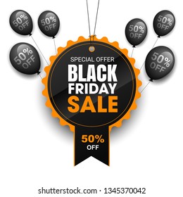 Black Friday Sale Abstract Background. Super Sale, this weekend special offer banner, up to 50% off. Vector illustration. - Vector