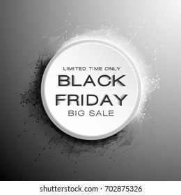 Black Friday sale abstract background. Futuristic technology style. Big data. Design with plexus. Vector illustration. Intelligence artificial