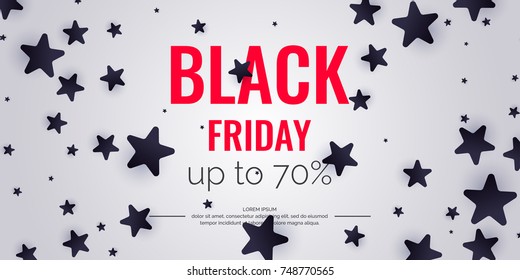 Black friday sale, abstract background with confetti. Vector template for design.