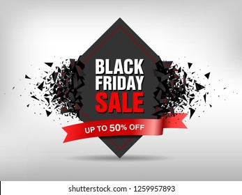 Black Friday Sale abstract banner template design. Banner with explosion effect. Vector illustration, Background