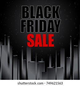 Black friday sale with abstract elements on black background. Vector illustration.