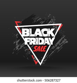 Black friday sale. Abstract grunge black brush stroke and triangle frames. Vector illustration