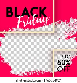 Black Friday Sale abstract red banner background. Screen backdrop with place for photo. Vector illustration design template for flyer, poster, discount, web, social media post, ads, mobile app.