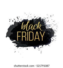 Black Friday Sale Abstract Vector Illustration. Background with splashes of ink and watercolor.
