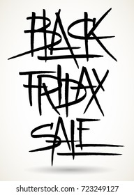 Black Friday Sale Abstract Vector Illustration. Freestyle Brush Stroke Hand Drawn Lettering Banner Template. Black Letters Isolated Over White Background.