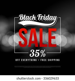 Black Friday Sale Ad Template. Retro Style Vector Design On Bokeh Background.