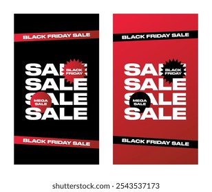 Black Friday Sale Advert Design Template. Modern Design for Black Friday Social Media Ad. Black Friday Sale Vector Template for Social Media Stories, Poster, Email Marketing, Web Banner, Sign