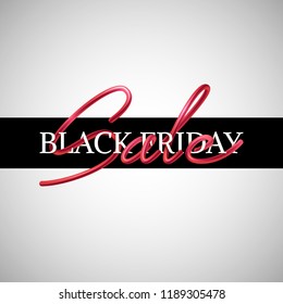 Black friday sale advertisement, interlaced calligraphic text design, realistic blend, vector illustration banner