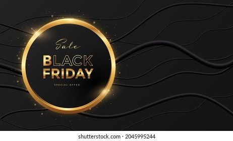 Black Friday sale advertising banner design. Vector illustration