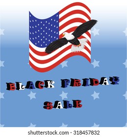 Black Friday Sale American Eagle US flag gradient background poster card vector