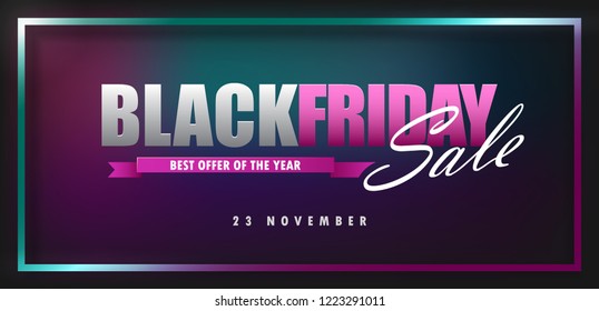 Black Friday Sale art design with frame suitable for Poster or banner. Vector illustration.
