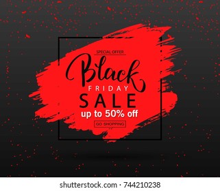 Black friday sale background with brush stroke and serpentine.Vector banner