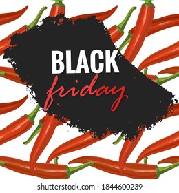 Black friday sale, background with chili pepper, hot discount, vector illustration template for banners, wallpaper, invitation, posters, and so on