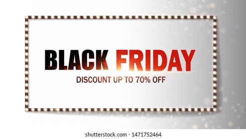 Black friday sale background. Circle with bulbs on a black coverlet. Vector illustration - stock vector