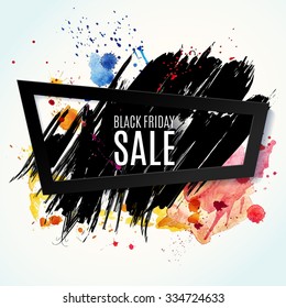 Black friday sale background. Creative abstract background with watercolor splashes. Vector illustration