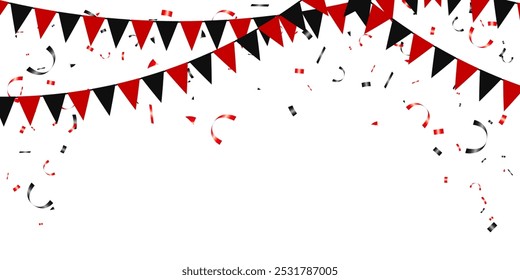 Black Friday sale background decoration with confetti and garland flag. banner illustration  element