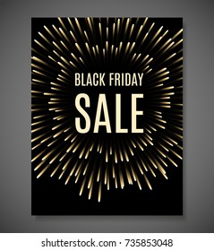 Black friday sale background. Firework banner. Vector illustration.