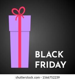 Black friday sale background with gift box. Brochure or banner template. Vector illustration
