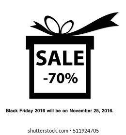 Black friday sale background. Gift icon. Vector illustration