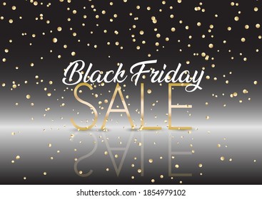 Black Friday Sale background with gold confetti design